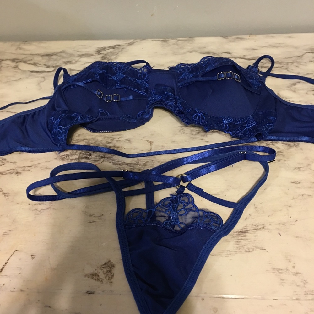 Royal Blue Bra and thong panty